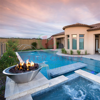 Moderne Stahl Wasserfall Feuerstelle mit Feuerschale Pool Feuer brunnen Combo
