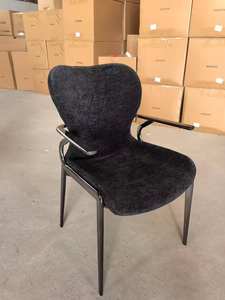 Chaise de salle à manger <span class=keywords><strong>café</strong></span> recouverte de tissu moderne de <span class=keywords><strong>style</strong></span> italien avec accoudoirs en acier au carbone Dossier Mobilier de maison Tables à usage hôtelier - Product Image 6