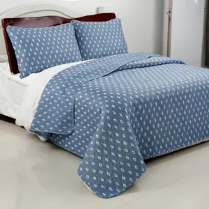 مخصصة تصميم الأزرق اللون الأبيض الماس نمط المفرش غطاء السرير غسلها ستوكات بالموجات فوق الصوتية اللحف طقم غطاء الفراش