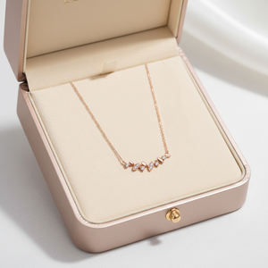 Collar Apilable de Diseño Moderno y Romántico de Alta Calidad, Joyería de Oro Rosa Sólido de 18K con Colgante de Diamante Natural - Product Image 3