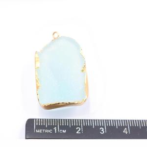 Aqua druzy 35-37มม. พร้อมจี้ทองเหลืองจี้ชุบทองไม่เรียบจี้อัญมณีธรรมชาติ - Product Image 3