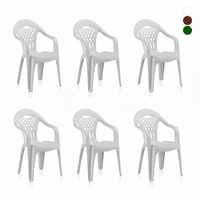 Lot de 6 chaises Cancun en plastique recyclé, empilables, pour jardin et restauration - Blanc