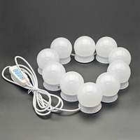 10 ampoules LED modernes pour miroir de maquillage avec contrôle tactile USB, intensité réglable, indice de protection IP33, lampe murale pour salle de bain et coiffeuse