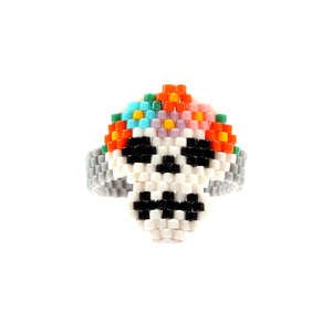 9 años de fábrica estilo hecho a mano, anillo de los hombres de las mujeres de la amistad de la muchacha de Flor de Oro étnicos esqueleto tejido con cuentas de MiyukiRing - Product Image 3