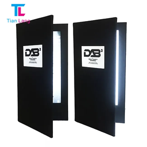 TIANLANG ที่ใส่เมนูไฟแบล็คไลท์ LED ที่กำหนดเองทนทานหนัง A4ปกหนังสือสำหรับร้านอาหารพร้อมจอแสดงแบบเรืองแสง