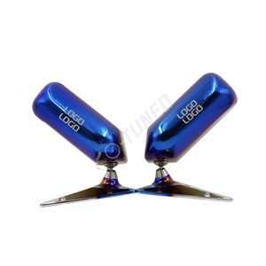 Miroirs latéraux universels JDM pour voiture de course <span class=keywords><strong>F1</strong></span>, miroirs carrés en titane bleu brûlé avec lentille bleue - Product Image 1