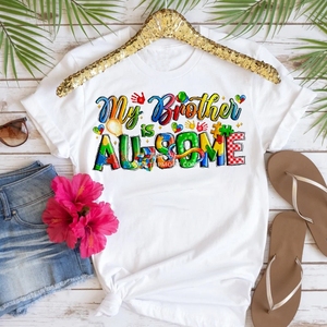 Mon frère est génial - Autisme - Impression par transfert DTF - Autocollant thermocollant - Sublimation - Sacs de vêtements - Vêtements - Prêt à presser - Product Image 5