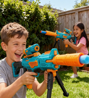 Pistolet à balles souples électrique pour enfants avec support et 100 fléchettes, ensemble de jeu de tir automatique, cadeau pour garçons