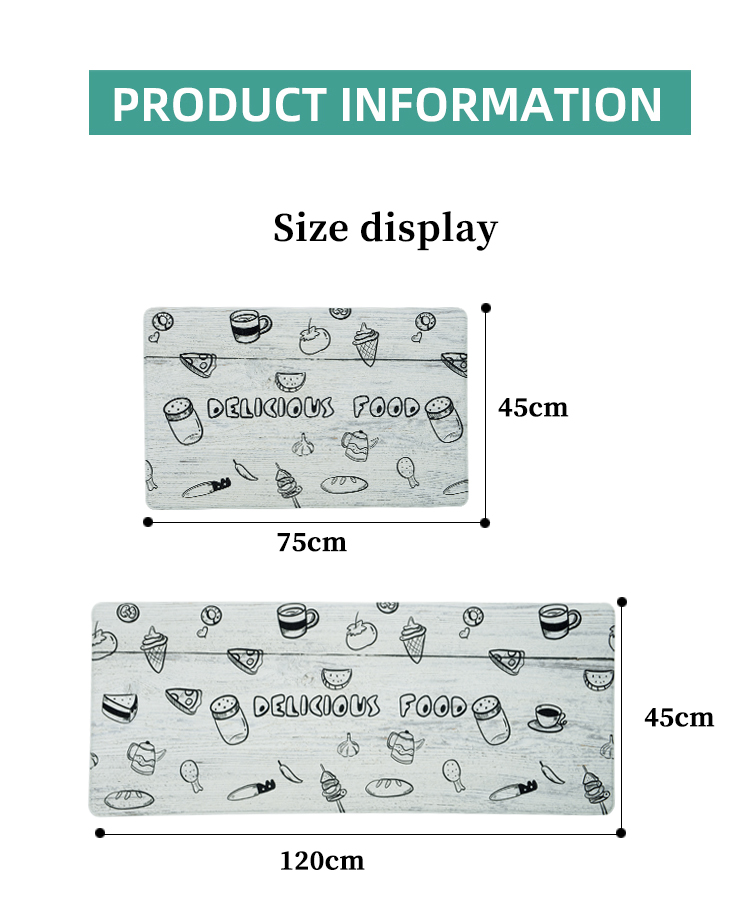 Shinnwa black and white alphabet kitchen theme non-slip anti-oil anti-fatigue kitchen mat