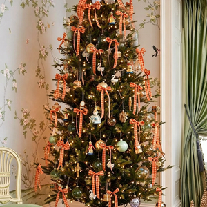 Lazos de satén preatados con lazo retorcido de cuadros de gingham y cuadros burlap para colgar <span class=keywords><strong>en</strong></span> el árbol de Navidad, para envolver pasteles y bolsas de regalos - Product Image 6
