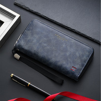 Dompet Kulit PU Pria Baru Warna Hitam, Tas Jinjing Bisnis Pria, Tas Tote Kapasitas Besar, Dompet Koin Multi-Kartu, Dompet Panjang Wanita