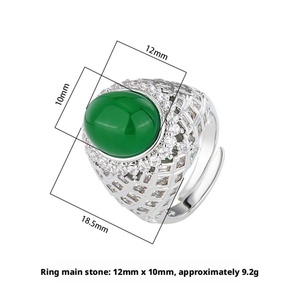 Exquisite Jewelry Eco-friendly Copper 10*12mm Red Corundum Zircon Open Resizable <b>Rings</b> for Refined Everyday Wear - Product Image 2