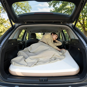 <span class=keywords><strong>Matelas</strong></span> de voiture gonflable blanc pliable, lit de couchage en PVC écologique pour le camping en plein air, les pique-niques et les voyageurs - Product Image 3