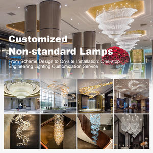 Lustre en cristal K9 moderne et luxueux personnalisé, élégante suspension LED pour hall d'hôtel, banquet de mariage, salon, luminaire - Product Image 6