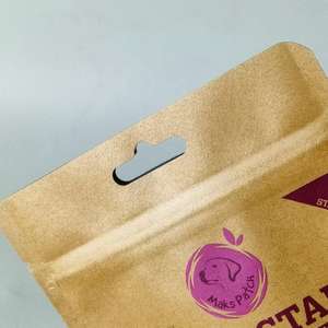 Custom Printed Stand-Up Ziplock Resealable Kraft Paper Pouch Plastic Packaging <b>Bags</b> With Clear Window for Pet <b>Dog</b> <b>Treats</b> Food - Product Image 4