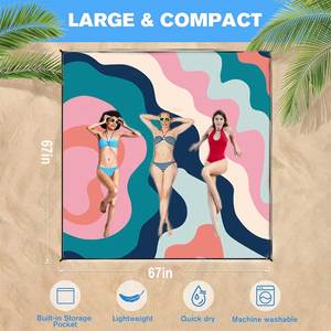 Chăn Đi Biển Cỡ Lớn Tùy Chỉnh Ngoài Trời Thảm Khăn Tắm Bãi Biển Gấp Gọn Dễ Mang Đi Không Cát Chống Thấm Nước - Product Image 5