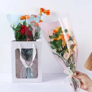 Valentine gift love rose floral wrapping transparent bag clear bouquet flower sleeves for bouquets