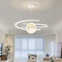 Lampe suspendue créative nordique en forme de boule de lune noire, luminaire moderne minimaliste pour chambre à coucher