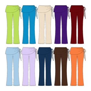Pantalones de Yoga de Cintura Alta <span class=keywords><strong>para</strong></span> Niñas, Tejidos, con Falda Cruzada, Lazo Lateral, Pierna Ancha, Elásticos, Suaves, Logotipo Personalizado, MOQ Bajo, Envío Rápido, OEM - Product Image 2