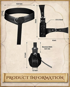 Conjunto de 8 Piezas de Disfraz Renacentista para Hombre, Camisa Medieval Vikinga, Pantalón, Cinturón, Capa, Brazalete, Bolsa para Espada, para LARP Vikingo, Cosplay - Product Image 5