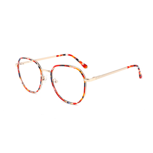 高級ファッション金属眼鏡アセテートラウンド眼鏡フレームは、ホットケークモンチャールネットのように販売されていますプリントパターン - Product Image 4