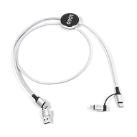 Cable de Carga Súper Rápida PD 60W, Cable USB C con Trenzado de Nailon, 4 en 1, con Logotipo Luminoso, Cable de Datos Tipo C para Regalos Promocionales