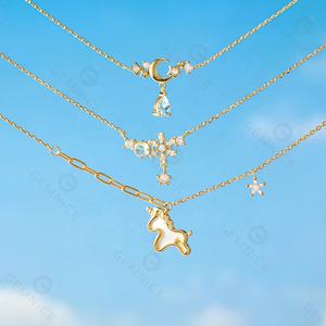 Gemnel Fine Jewelry Aquamarine Pendant 925 Silver <strong>Moon</strong> Trendy Dangle Star Multi Color <strong>Necklace</strong> - Product Image 5