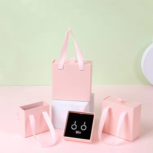 Colorful Rectangle Jewelry <b>Boxes</b> with Lid and Handle Plain Design Simple Style for Jewellery Packaging Storage <b>Display</b> - Product Image 2