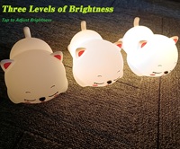 Lampe pour chat mignon en silicone Veilleuse animale à 3 niveaux de luminosité Veilleuse LED pour chat pour enfants