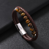 Bracelet homme en acier inoxydable tressé multicouche, tendance, unique, avec fermoir magnétique électroplaqué – Meilleure vente