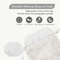 Tampons démaquillants réutilisables en coton en gros, écologiques, lavables, ronds, pour le visage, avec sac de lavage en filet et boîte