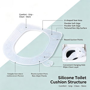 Coussin de siège de <span class=keywords><strong>toilette</strong></span> en silicone, doux, antidérapant, pour salle de bain, toilettes, maison, personnalisable OEM ODM, lavable, durable - Product Image 1