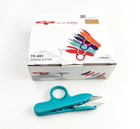 TC-801 Tijeras pequeñas de plástico coloridas con protector de dedos para hilo, punto de cruz y herramientas de costura