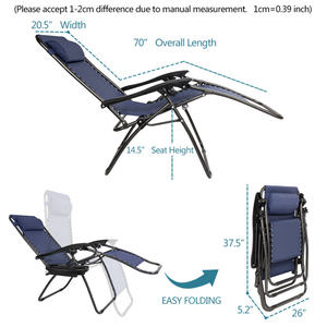 DB Infinity Outdoor Lounge Patio Zero Gravity Chair Pack 2 Sillón reclinable plegable ajustable con almohada Bandeja de utilidad para uso en la playa - Product Image 2