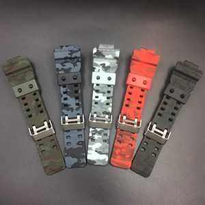 Bracelet de montre en caoutchouc camouflage coloré pour <span class=keywords><strong>Casio</strong></span> GShock GA110 <span class=keywords><strong>100</strong></span> 120 GD120 GA400 G-8900/GR-8900/GW-8900, 16 mm - Product Image 2