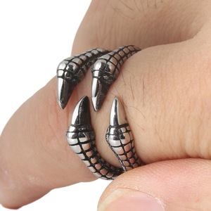 yunnique Men's Stainless Steel Dragon Claw <b>Ring</b> <b>Adjustable</b> Animal Design Casual Jewelry Steel Color - Product Image 3