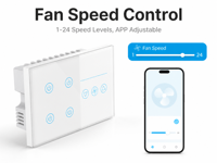 Interrupteur intelligent pour ventilateur et éclairage OCY 4 Gang 10A Zigbee WiFi avec panneau en verre pour application et commande à distance Alexa Smart Home