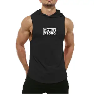 Gratis Verzending Groothandel Custom Design Of Blanco Mouwloze Workout Gym Hoodie Voor Mannen