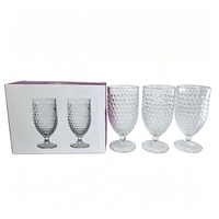 Lot de 6 Gobelets Vintage en Verre Embossé à Motif Nacré 650ml – Verres Transparents Sans Plomb pour Jus, Vin, Eau – Vente en Gros, Logo Personnalisé