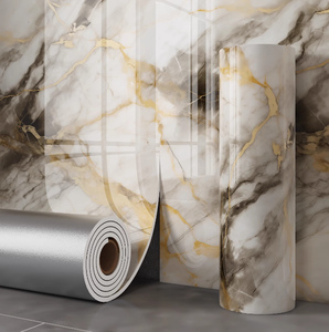 Suelo de plástico para interiores de grano de mármol, suelo de tablones de vinilo, rollo de papel tapiz con patrón de mármol de PVC impermeable y a prueba de humedad - Product Image 2