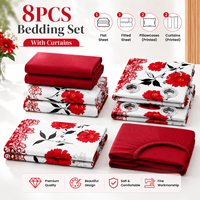 Ensemble de draps de lit king size de grande taille, 8 pièces, avec rideau, convient aux chambres à coucher et aux hôtels