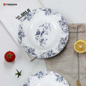 Estilo ocidental clássico retro floral osso china carregador estilo chinês azul e branco jantar prato para o casamento - Product Image 3