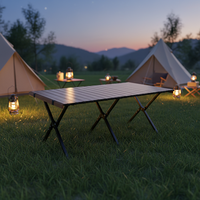 Table pliante portable XL en acier carbone pour 2 à 8 personnes, table de camping imperméable pour pique-nique et barbecue en extérieur