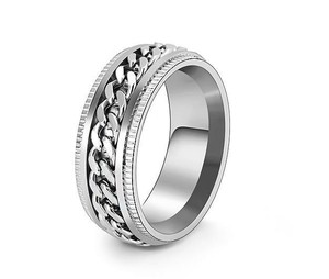 Classic Men Women Rotatable Spin Fidget Anxiety Finger <strong>Rings</strong> Silver Stainless Steel <strong>Spinner</strong> <strong>Rings</strong> - Product Image 4