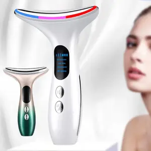 Wholesale Hot selling Electric Smart Portable EMS Lifting Adjustable Heating Face Neck Massager LED beauty device