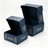 Boîte d'expédition en carton ondulé noir personnalisée en gros, imprimée à l'encre de soja, pliable, de qualité supérieure, pour emballage de vêtements, finition mate