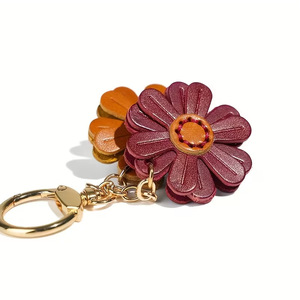 <b>Leather</b> sunflower keychain, handmade flower pendant, car <b>key</b> <b>chain</b>, bag charm, gift. - Product Image 5