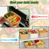 Groothandel op maat gemaakte 500ml 650ml 750ml 1000ml wegwerp voedselcontainers rechthoekige kraft papieren fruitsalade schaal met deksels