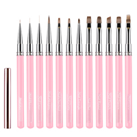 Service OEM ODM – Pinceaux multifonctionnels pour nail art, manche acrylique rose, poils dégradés 5 niveaux pour salon et manucure DIY à domicile