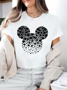 Nueva Camiseta de Verano para Mujer con Estampado Abstracto de Ratón, Transpirable, Antipilling, Compresión, Logotipo EL Brillante, Manga Corta, Cuello Redondo - Product Image 1